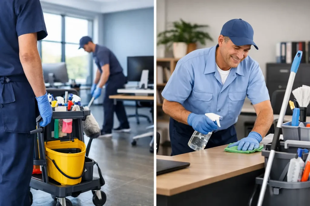 Office cleaning vs in house janitor